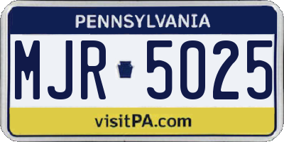 PA license plate MJR5025