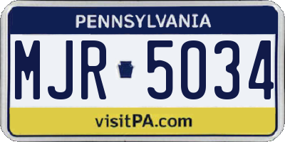 PA license plate MJR5034