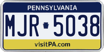 PA license plate MJR5038