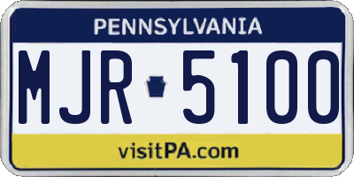 PA license plate MJR5100