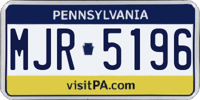 PA license plate MJR5196