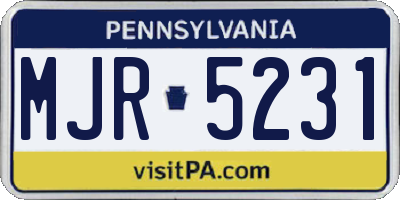 PA license plate MJR5231