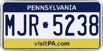 PA license plate MJR5238