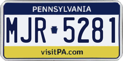 PA license plate MJR5281