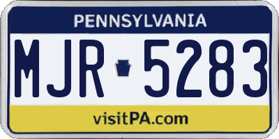 PA license plate MJR5283