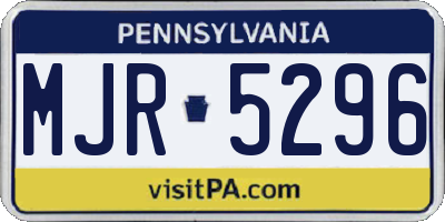 PA license plate MJR5296