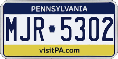 PA license plate MJR5302