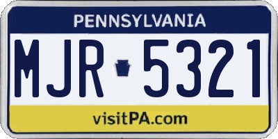 PA license plate MJR5321