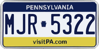 PA license plate MJR5322