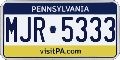 PA license plate MJR5333