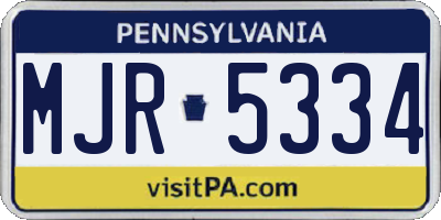 PA license plate MJR5334