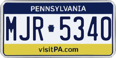 PA license plate MJR5340