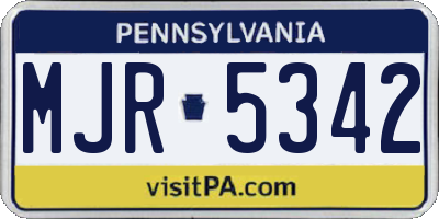 PA license plate MJR5342