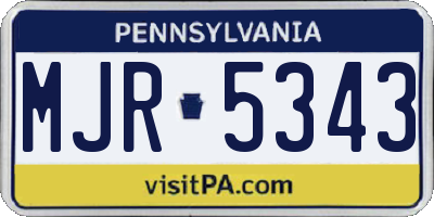 PA license plate MJR5343