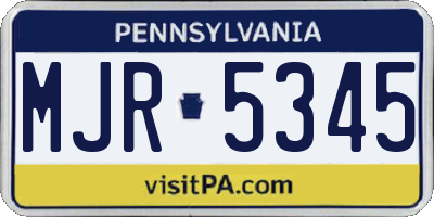 PA license plate MJR5345