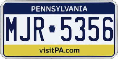 PA license plate MJR5356