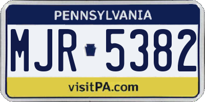 PA license plate MJR5382