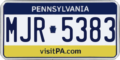 PA license plate MJR5383