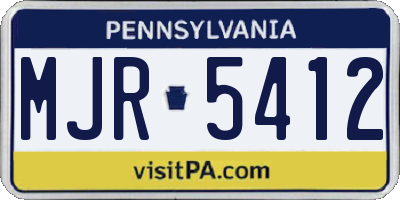 PA license plate MJR5412