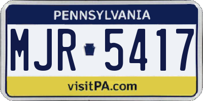 PA license plate MJR5417