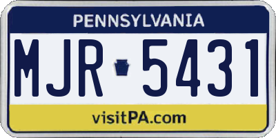 PA license plate MJR5431