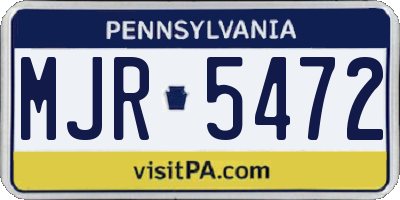 PA license plate MJR5472