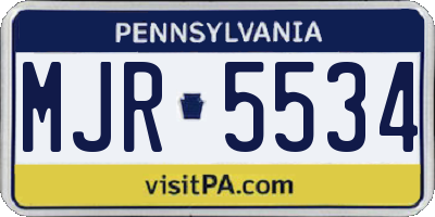 PA license plate MJR5534