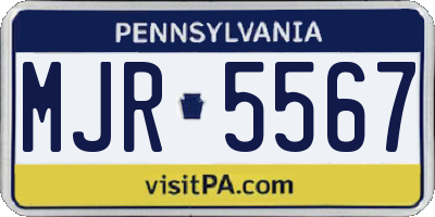 PA license plate MJR5567