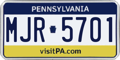 PA license plate MJR5701