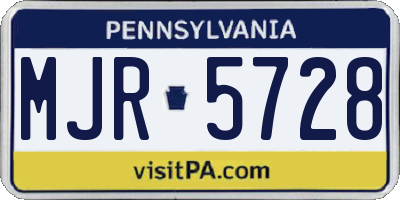 PA license plate MJR5728