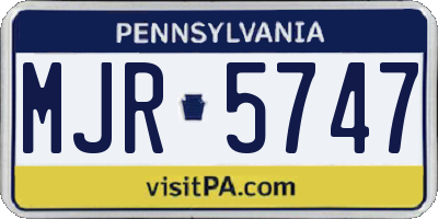 PA license plate MJR5747
