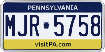 PA license plate MJR5758