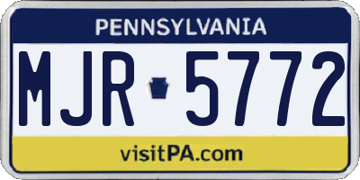 PA license plate MJR5772