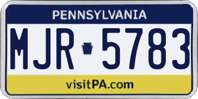PA license plate MJR5783