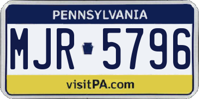 PA license plate MJR5796