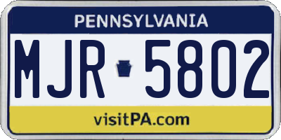 PA license plate MJR5802