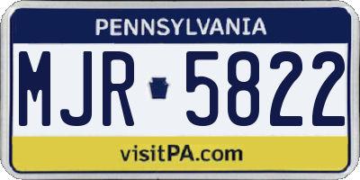 PA license plate MJR5822