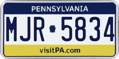 PA license plate MJR5834