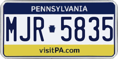 PA license plate MJR5835