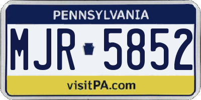 PA license plate MJR5852