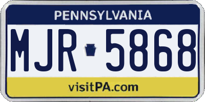 PA license plate MJR5868