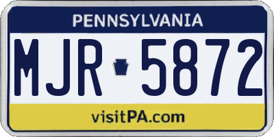 PA license plate MJR5872