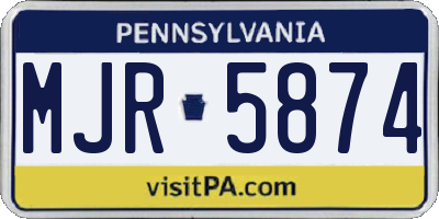 PA license plate MJR5874