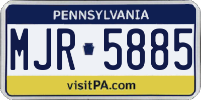 PA license plate MJR5885