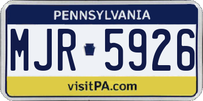 PA license plate MJR5926