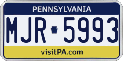 PA license plate MJR5993