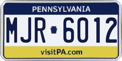 PA license plate MJR6012