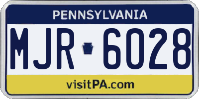 PA license plate MJR6028