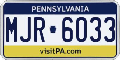 PA license plate MJR6033