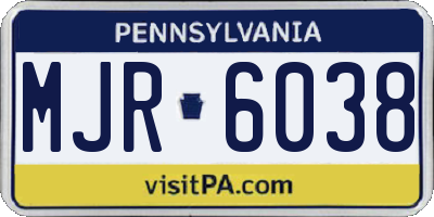 PA license plate MJR6038